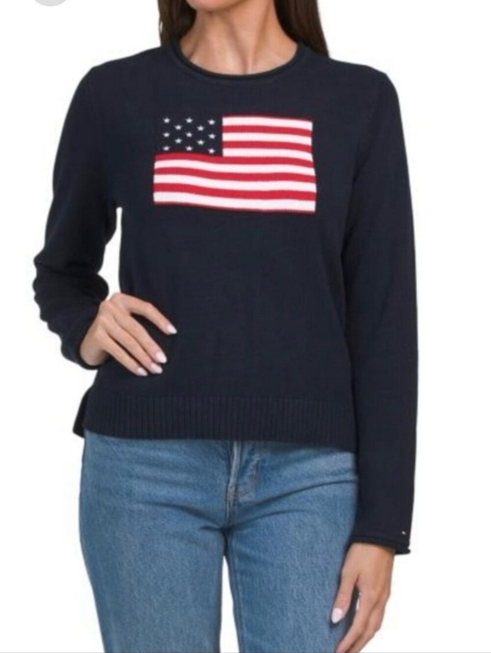 Tommy Hilfiger Women's American Flag Knit Sweater 100% Cotton - MEDIUM - NWT